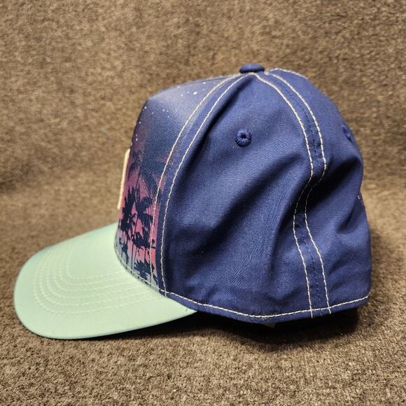 TOPGOLF Purple Palm Trees Sunset Aqua Purple Pink Satiny Baseball Cap Hat OS - Picture 3 of 11